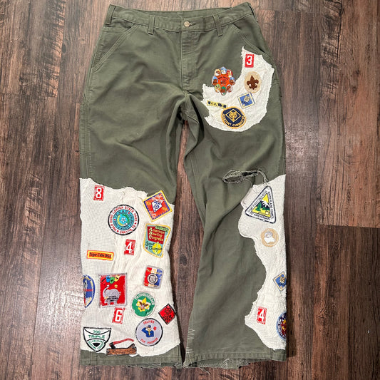 Carhartt x thermal flared patchwork jeans